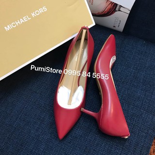 Giày M//k Flex Kitten Pump Red Leather, màu đỏ trầm, hàng chính hãng từ USA