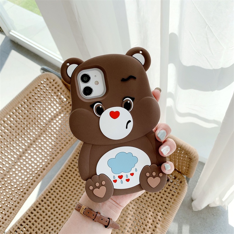 Ốp Điện Thoại Silicon Hình Gấu Cầu Vồng 3D Nhiều Màu Cho iPhone XS Max 11ProMax 12ProMax 13ProMax