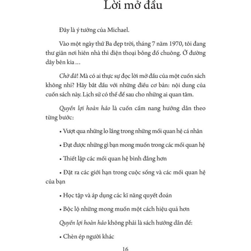 Sách: Quyền Lợi Hoàn Hảo - Quyết Đoán, Bình Đẳng Trong Các Mối Quan Hệ Và Cuộc Sống [Minh Long]