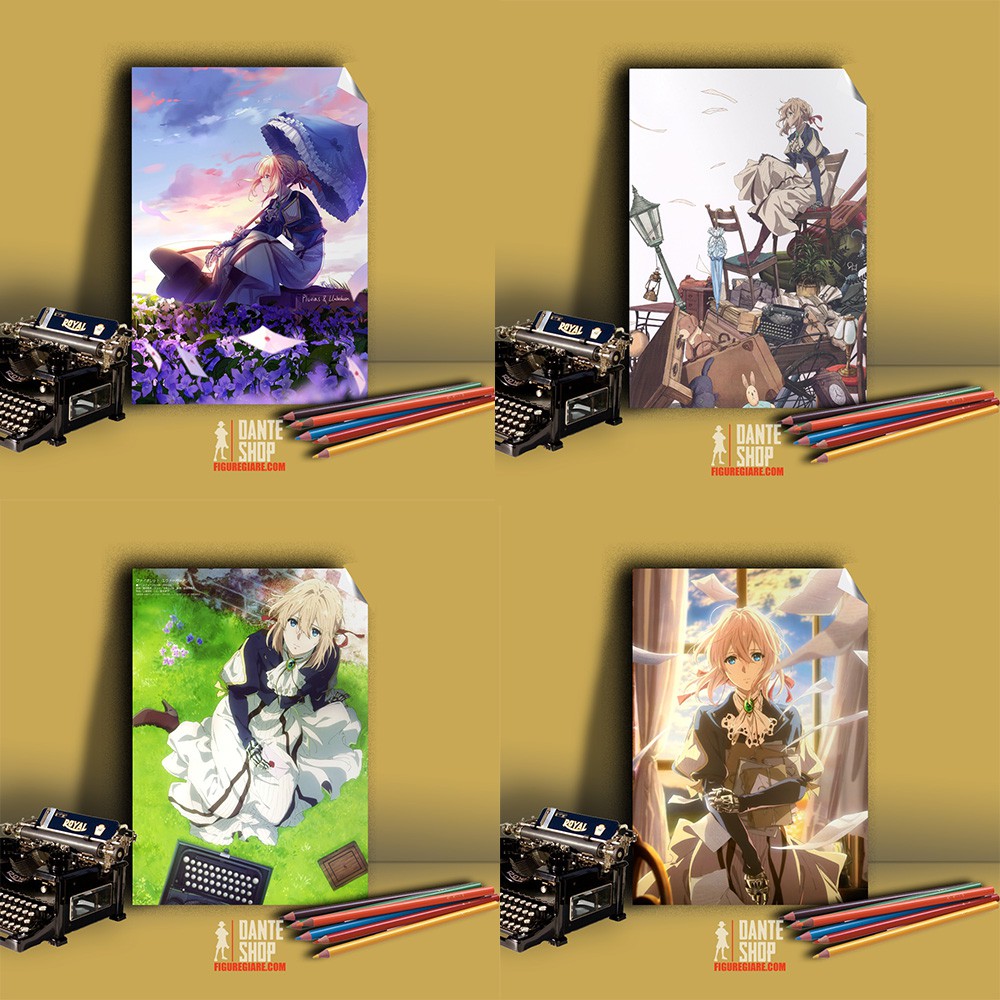 Poster A5 Violet Evergarden Chất Liệu Decan Phủ Bóng Chống Thấm Nước