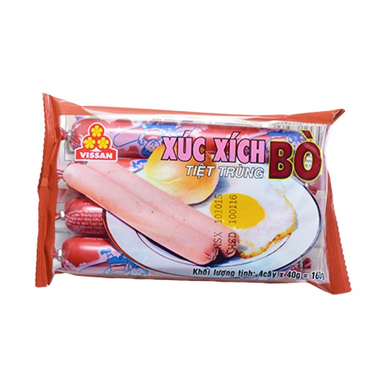 Xúc Xích Tiệt Trùng Bò/heo Vissan Gói 160g | BigBuy360 - bigbuy360.vn