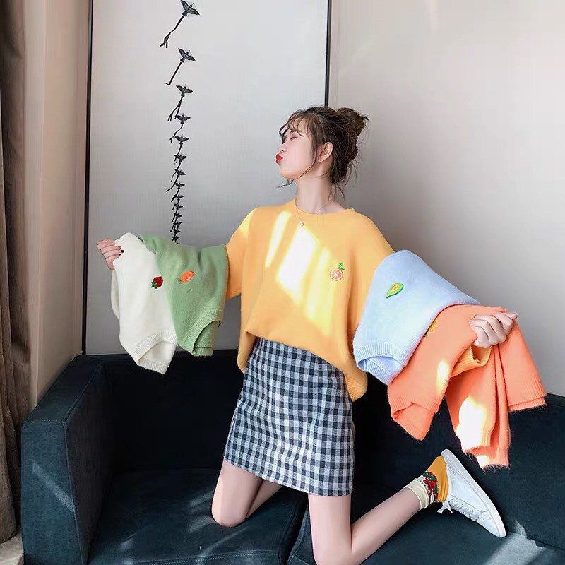 Áo dệt kim áo len nữ form rộng phong cách Hàn Quốc thời trang 2021 chuẩn hàng Quảng Châu loại 1 | BigBuy360 - bigbuy360.vn