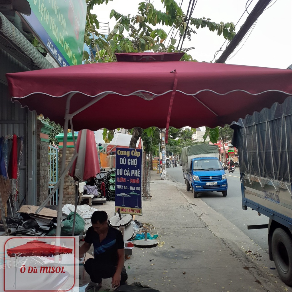 GIẢM GIÁ LỚN + DÙ LỆCH TÂM VUÔNG VẢI POLYESTER CHỐNG THẤM CỰC TỐT KÍCH THƯỚC CAO 2M5 RỘNG 2M5 KHÔNG KÈM ĐẾ !!