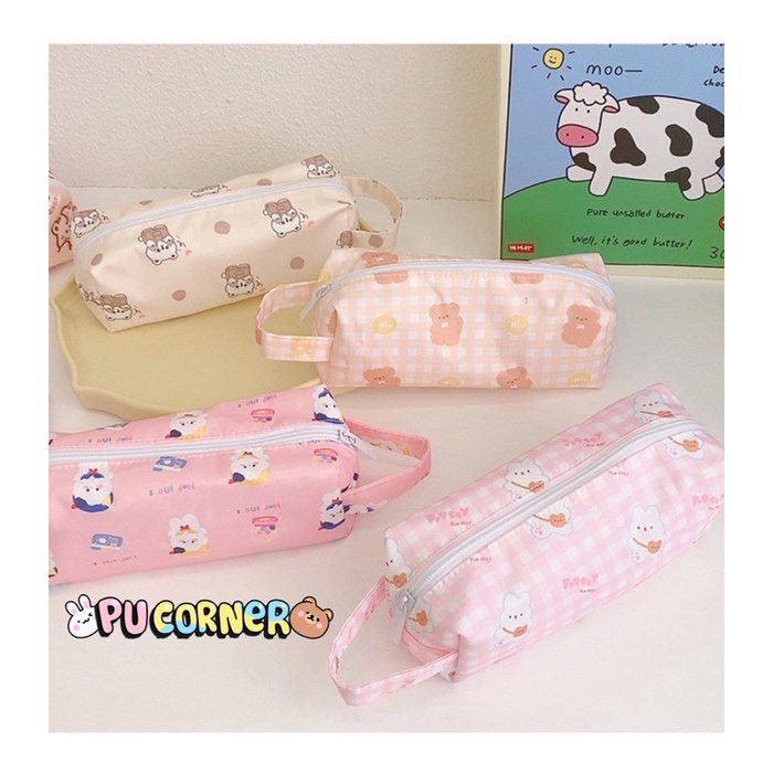 Hộp bút - bóp viết vải dù hình gấu thỏ cute
