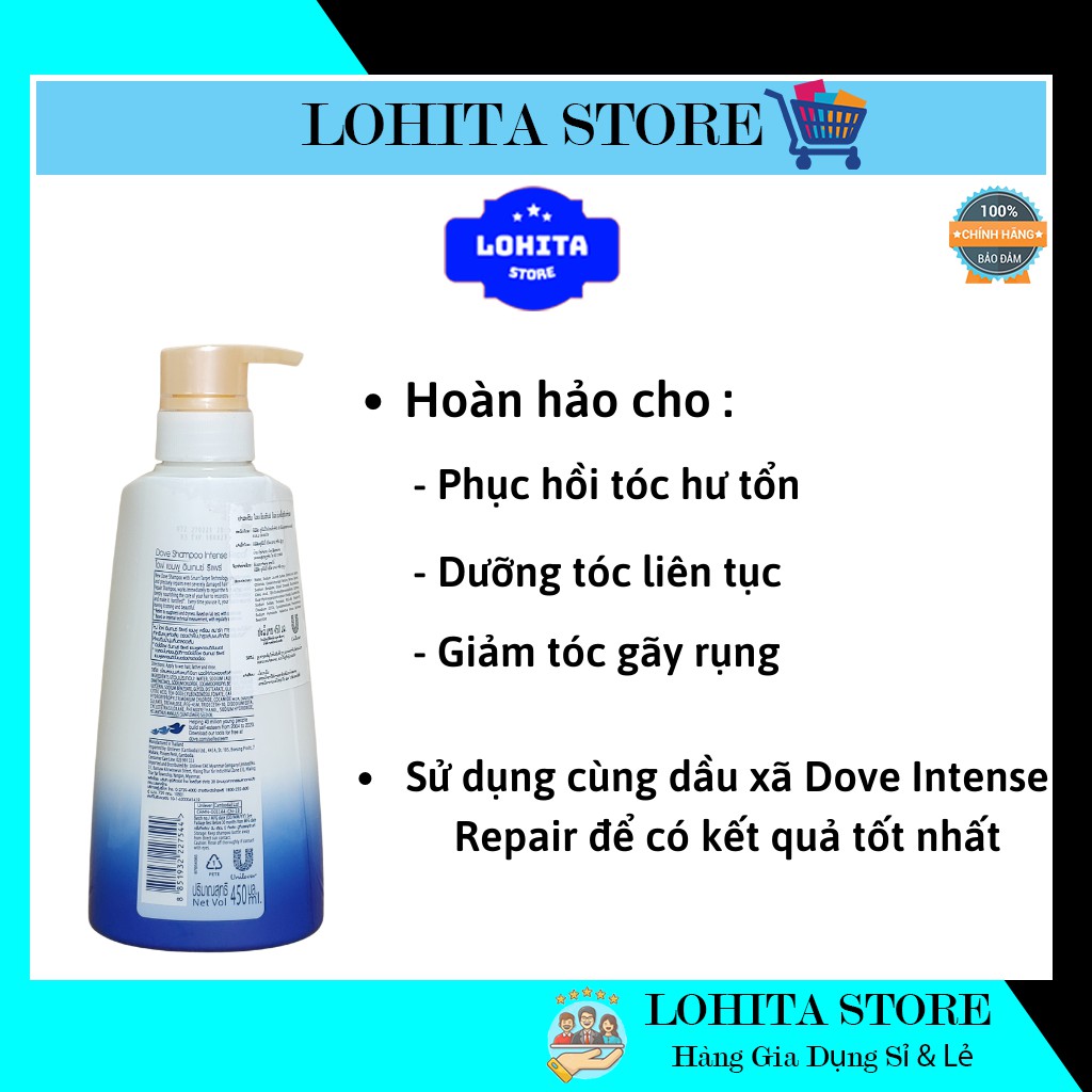 Dầu gội Dove dưỡng tóc phục hồi hư tổn 450ml Thái Lan Chính hãng