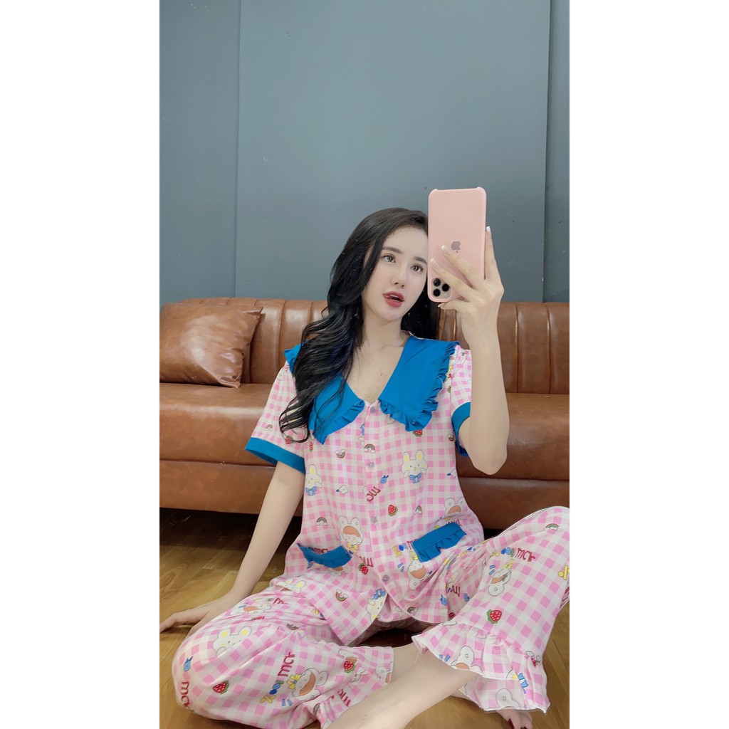 Đồ bộ pijama Lụa mịn Tiểu thư form XL 65-72kg