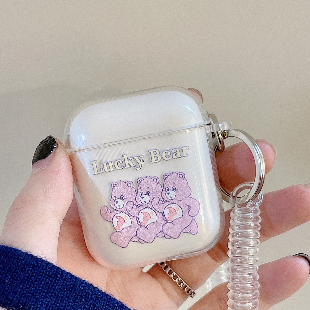 Vỏ Bảo Vệ Hộp Sạc Tai Nghe airpods 1 2 Pro 3rd Generation Pro 1/2 Trong Suốt Chống Sốc Họa Tiết Hoạt Hình Kèm Dây Đeo Kiểu Nhật Hàn