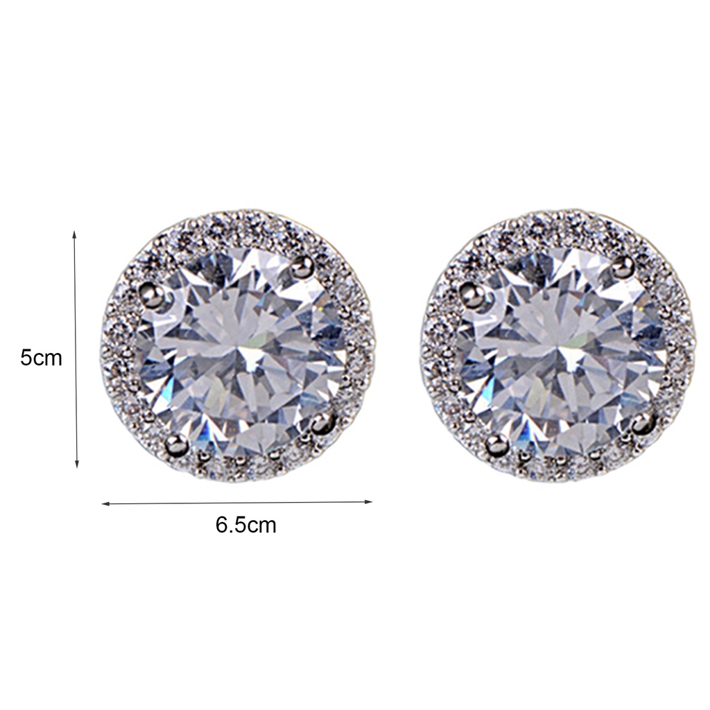 Đôi khuyên tai hợp kim tròn khảm đá Zicron lấp lánh thanh lịch và tinh tế cho nữ