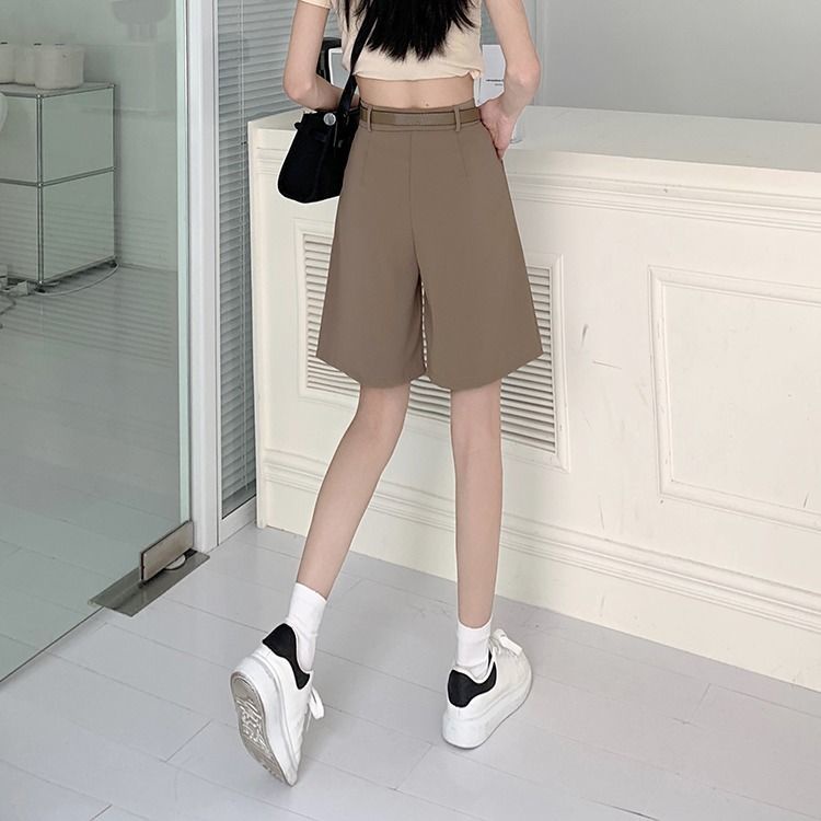 Quần Short Màu Trơn Thời Trang Năng Động Size S-4xl 164585 Quần Short Lưng Cao Ống Rộng Thời Trang Đơn Giản