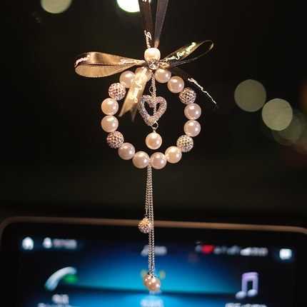 Dây treo trang trí gương chiếu hậu xe hơi đính ngọc trai cao cấp sáng tạo