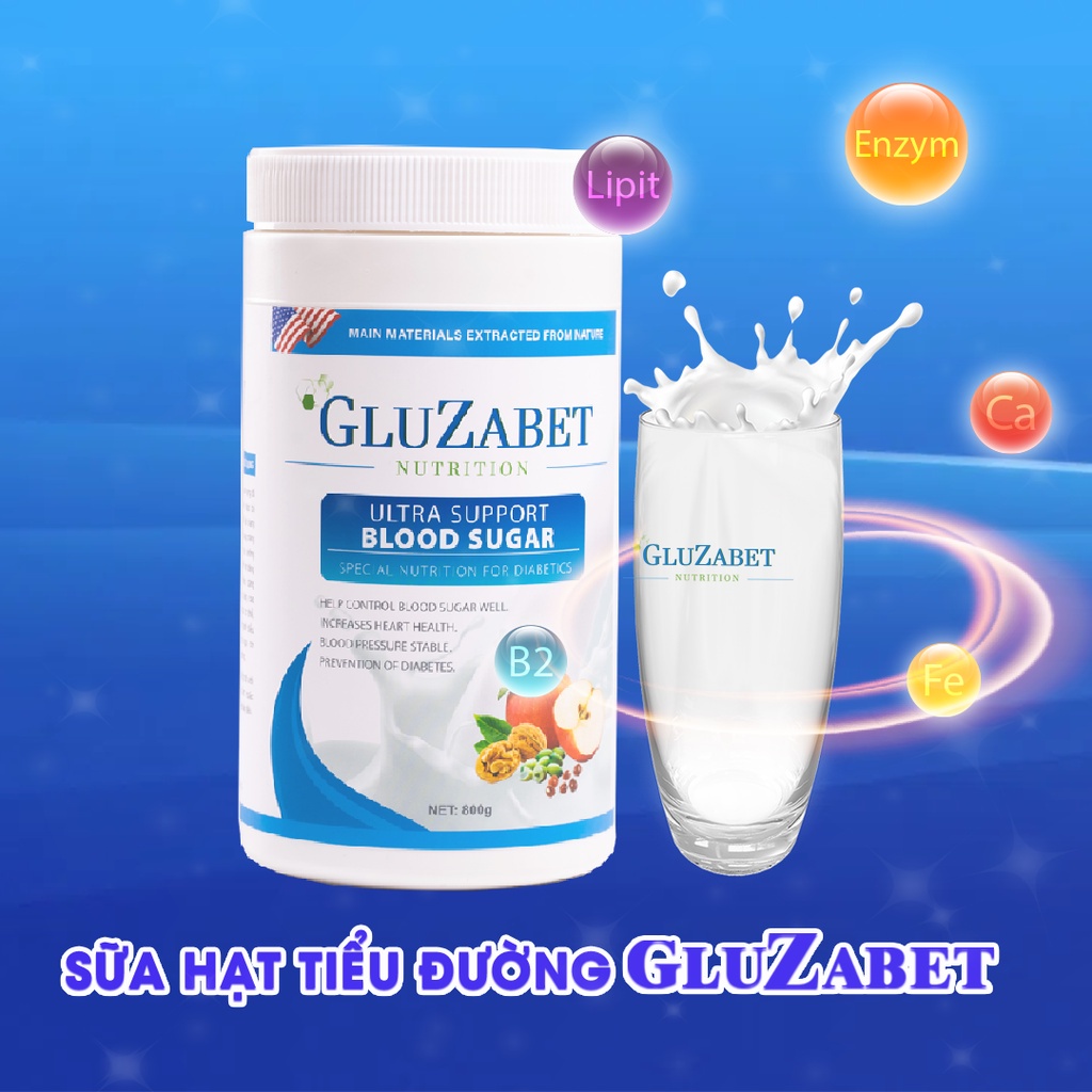 Combo 2 Hộp Sữa Tiểu Đường Gluzabet Mẫu Mới - Sữa hạt dinh dưỡng cho người tiểu đường Gluzabet