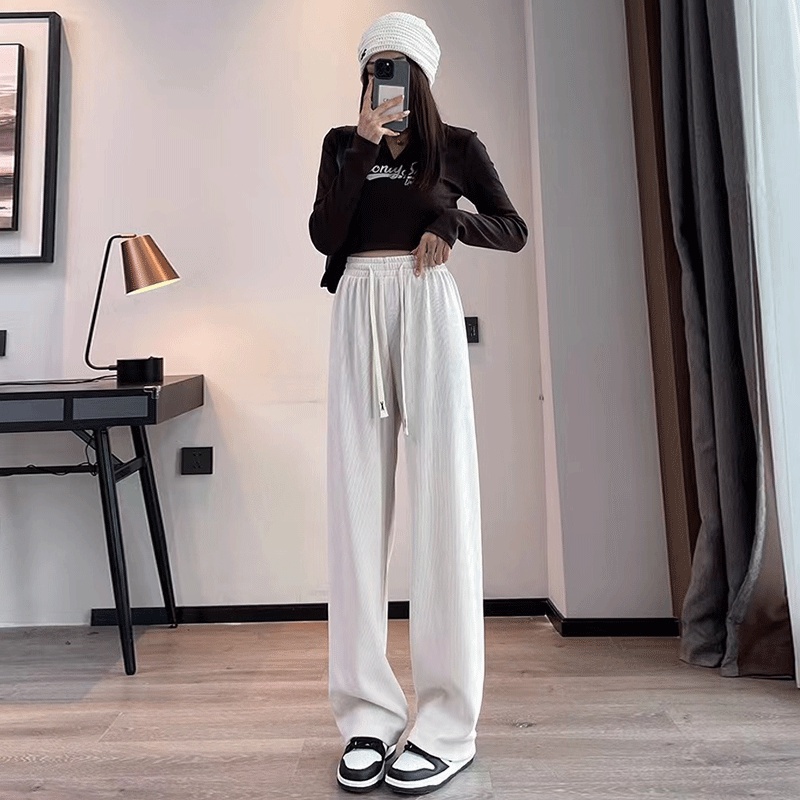 Quần ống rộng Dáng Suông Phối Dây Rút Thời Trang Mùa Thu Cho Nữ