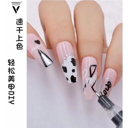 Bút vẽ vinimay vẽ móng tay nail đen trắng vàng bạc