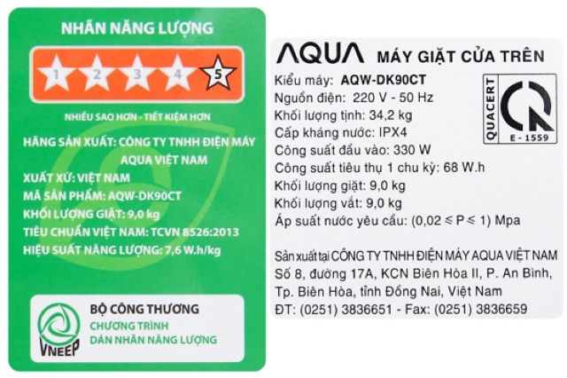 Bộ lọc xơ vải máy giặt AQUA 9kg AQW-DK90CT