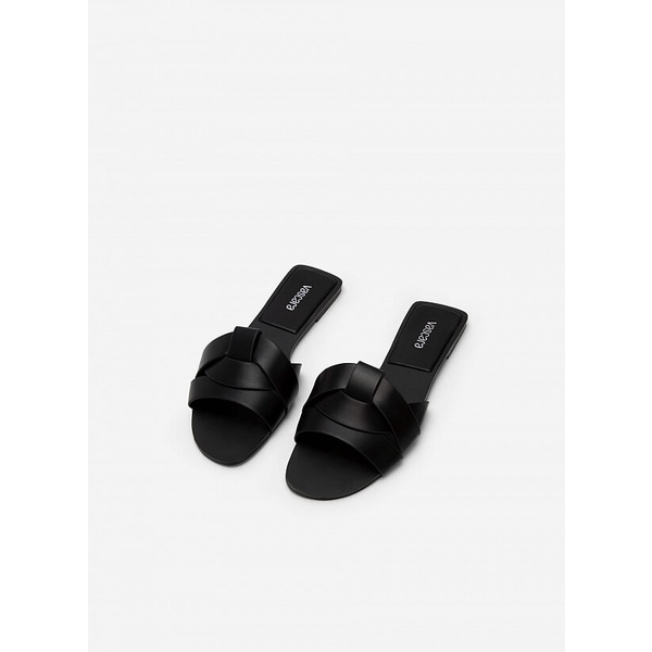 Vascara DÉP QUAI NGANG ĐAN CHÉO MŨI TRÒN - DXP 0177 - MÀU ĐEN