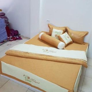 Set bộ chăn ga satin poly mùa cưới 7 món