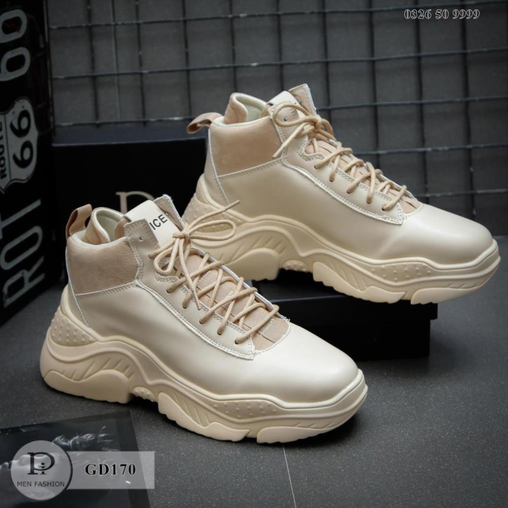 Giày Sneaker Nam - Giày Da Giày Cổ Cao 2 Màu Cao Cấp shopthoitrang -kiu87