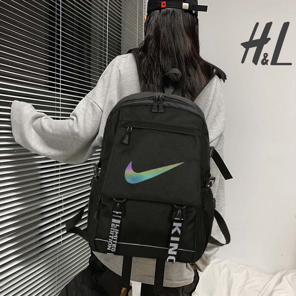 Balo Đi Học Ulzzang Thời Trang Korea Style Logo NIKE Phát Sáng, Có Ngăn Chống Sốc Laptop Chống Nước Dùng Đi Chơi Du Lịch