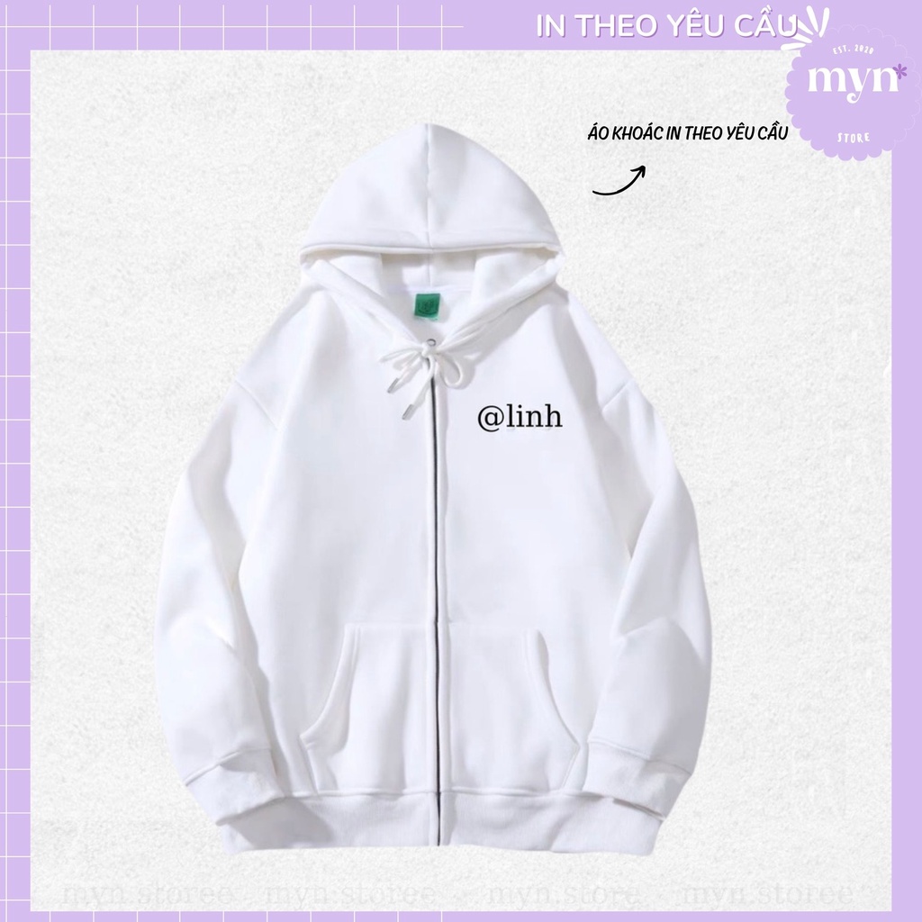 Áo Khoác Trắng Có Nón In Hình Cá Nhân