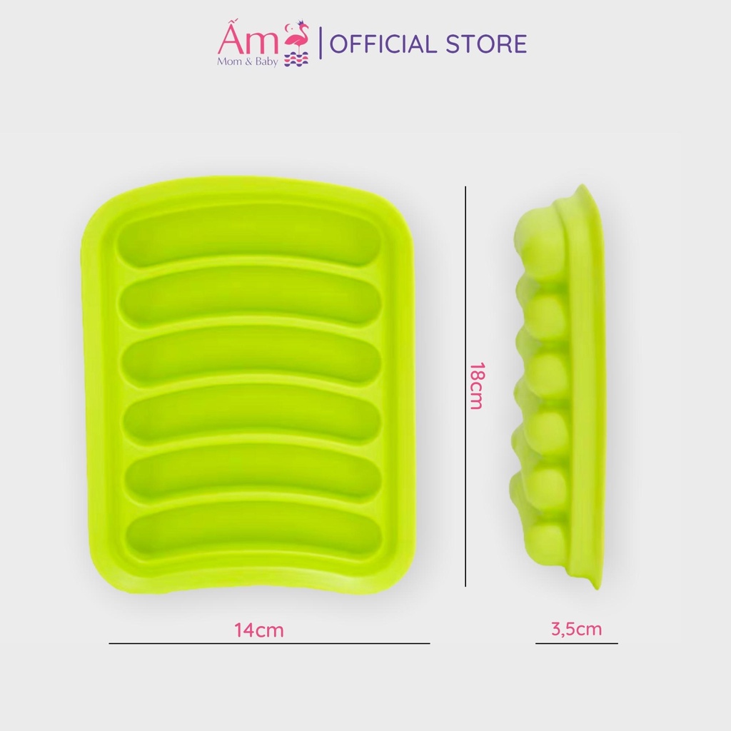 Khuôn Xúc Xích Silicone Cho Bé Ăn Dặm Ấm Baby Chia 6 Ngăn Tiện Lợi Chịu Được Nhiệt Độ Cao Ấm Gift Decor
