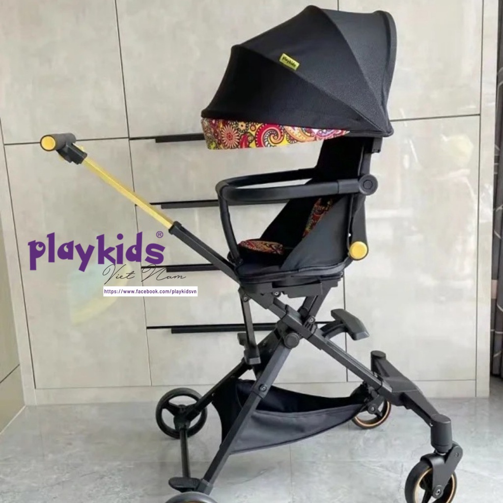 Xe đẩy gấp gọn Playkids X6-3, Baby vovo v9 xoay 2 chiều tư thế ngả, nằm cho bé từ sơ sinh - 6 tuổi