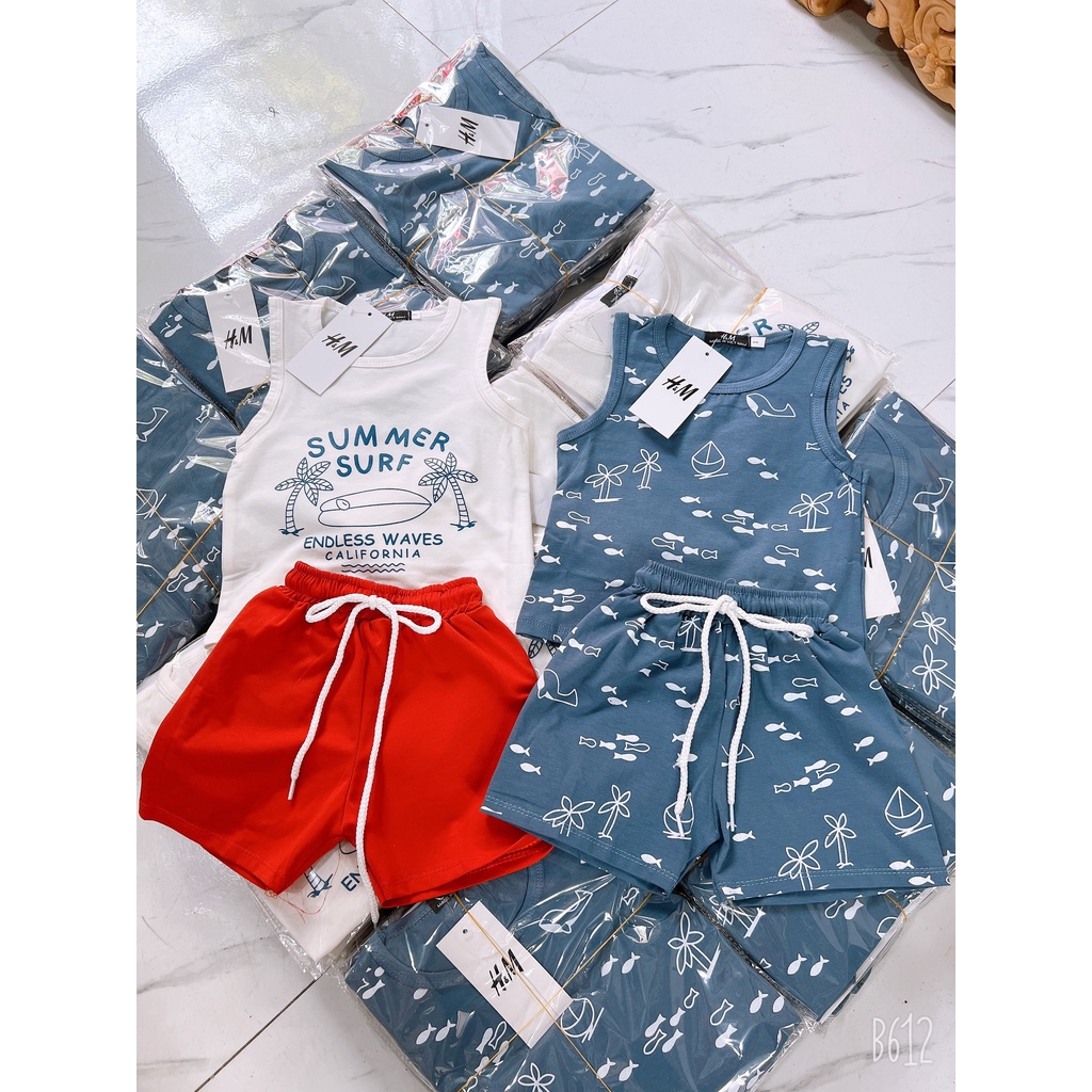 Bộ ba lỗ summer chất cotton mát thấm hút mồ hôi cho bé trai