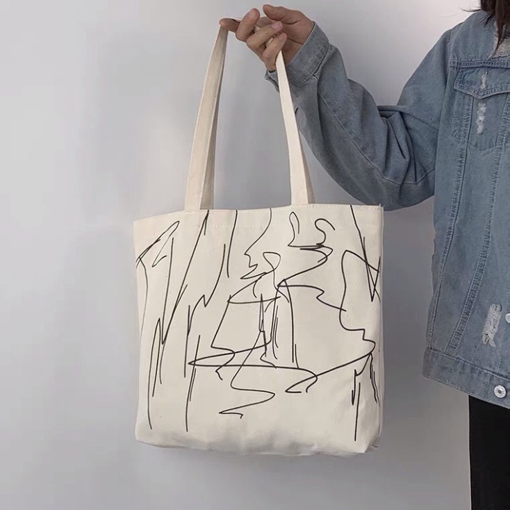 Túi tote vải canvas cao cấp họa tiết Vẽ độc đáo