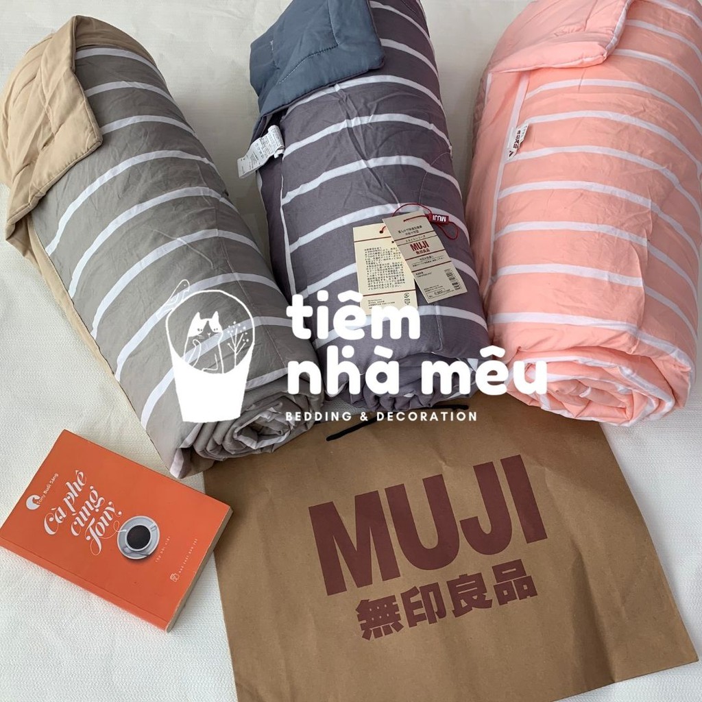 Chăn hè Muji kẻ sọc cotton xuất Nhật (kt 2mx2m3) - Mẫu Mới 2021