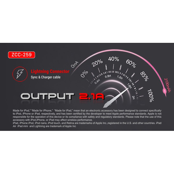 Cáp Lightning MFi ZADEZ ZCC259