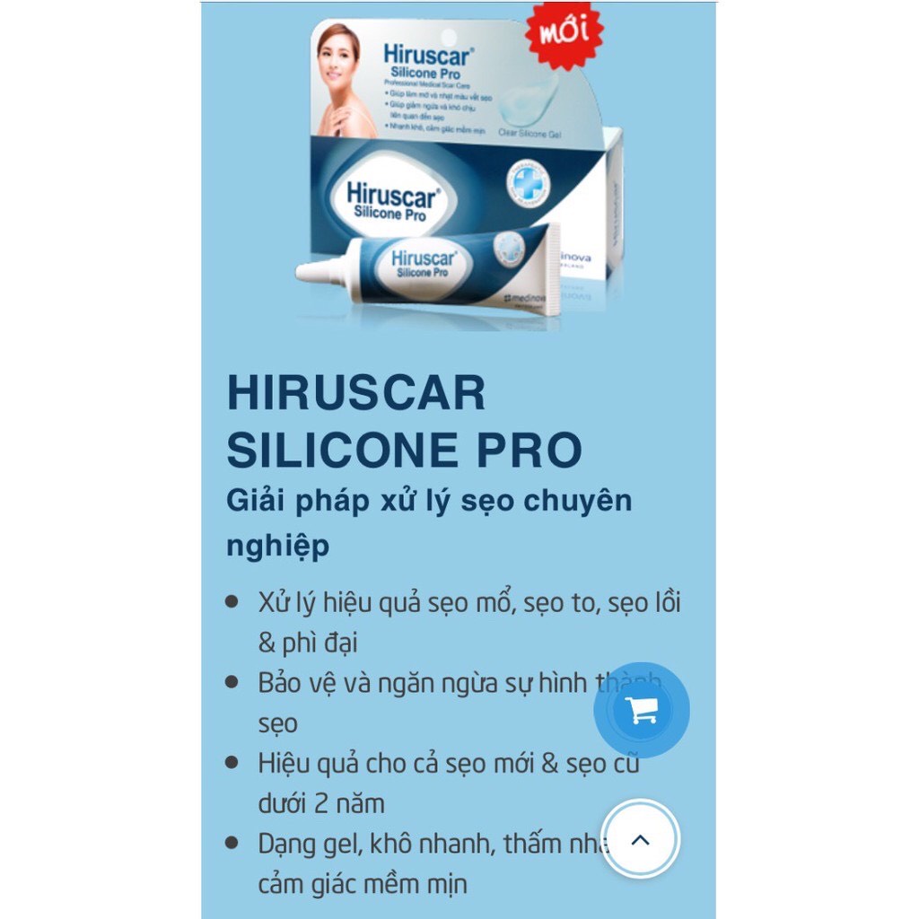 Gel xử lý sẹo mổ, to, lồi & phì đại Hiruscar Silicone Pro 4g