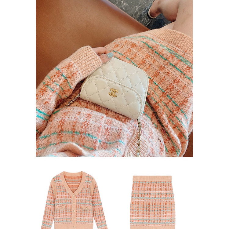 Set áo khoác cardigan dệt kim phối chân váy chữ a thời trang mùa thu cho nữ | BigBuy360 - bigbuy360.vn