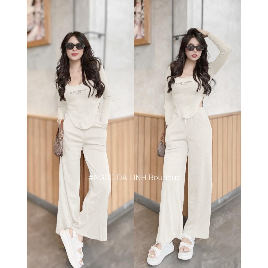 [ 𝐅𝐑𝐄𝐄 𝐒𝐇𝐈𝐏 ]  SÉT ÁO SAIN VẠT LƯỢN MIX QUẦN SUÔNG CÁ TÍNH