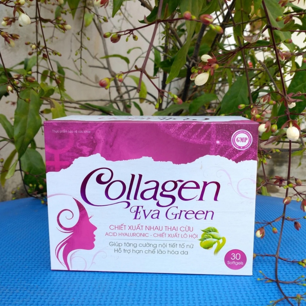 COLLAGEN EVA GREEN Giúp  bổ sung COLLAGEN  tươi và các vitamin giúp sáng da, hết sạm da, tàn nhàn da đẹp mịn màng .