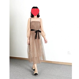 Vây ren chấm bi buộc eo
