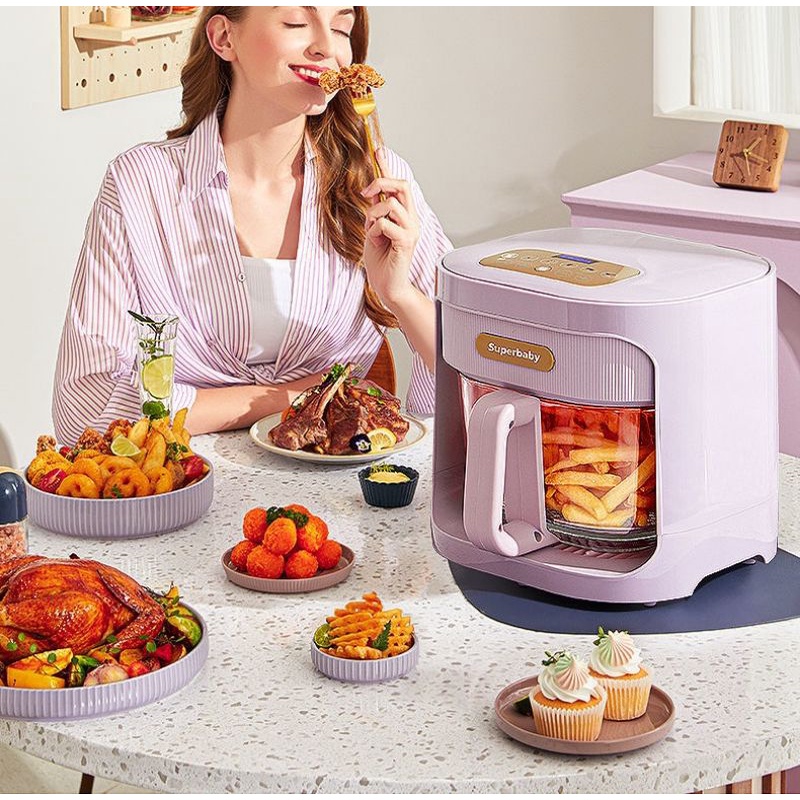 💥 NỒI CHIÊN KHÔNG DẦU 4.5L THỦY TINH TRONG SUỐT CHÍNH HÃNG SUPERBABY BẢO HÀNH 6 THÁNG💥