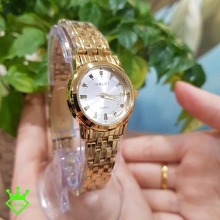 đồng hồ đôi😍Freeship đơn 150K🎁 FREE SHIP 99K_Đồng Hồ Đôi Nam Nữ Halei 004 Mặt Trắng Dây Da Kim Loại Chính Hãng 