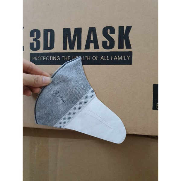 Hộp 50 chiếc khẩu trang 3D mask màu xám