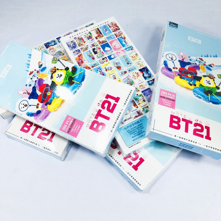 Postcard BTS chibi hộp ảnh bộ ảnh có ảnh dán + lomo + postcard bưu thiếp