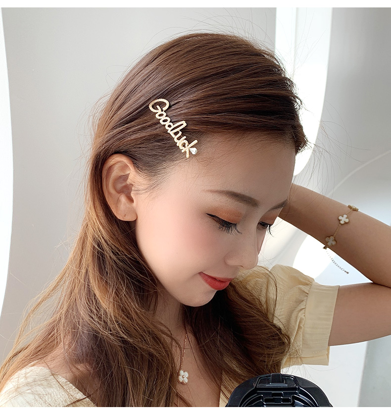 Kẹp tóc in chữ thiết kế đơn giản thời trang theo phong cách Hàn Quốc cho nữ