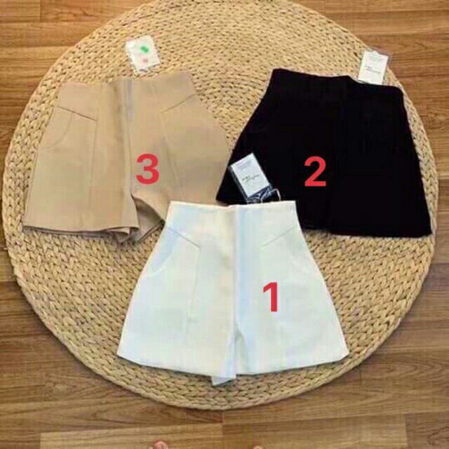 Quần short nữ cạp cao, quần đùi nữ tôn dáng chất vải tuyết mưa 3 màu đen trắng kem | BigBuy360 - bigbuy360.vn