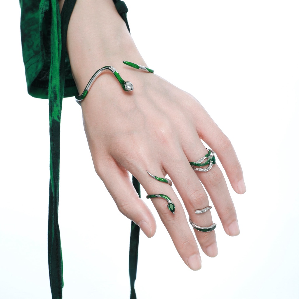 Bộ Nhẫn Hình Rắn Đính Đá zircon Thời Trang Cho Nữ