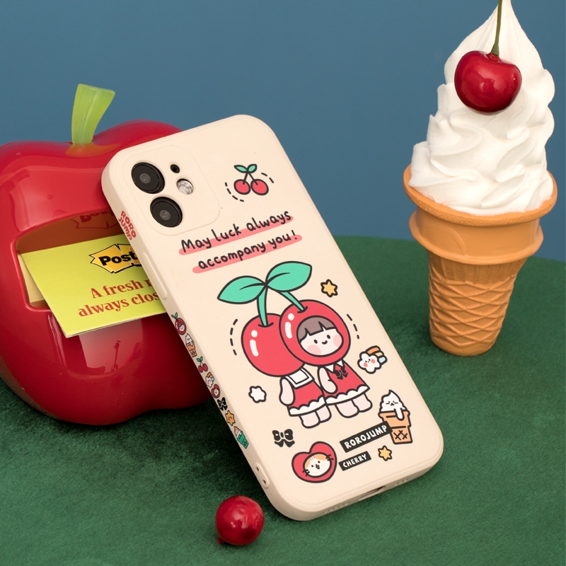 Ốp lưng iphone vuông cạnh hình cherry girl 6plus/6s/6splus/7/7plus/8/8plus/x/xr/xs/11/12/pro/max/plus/promax-Awifi U2-20