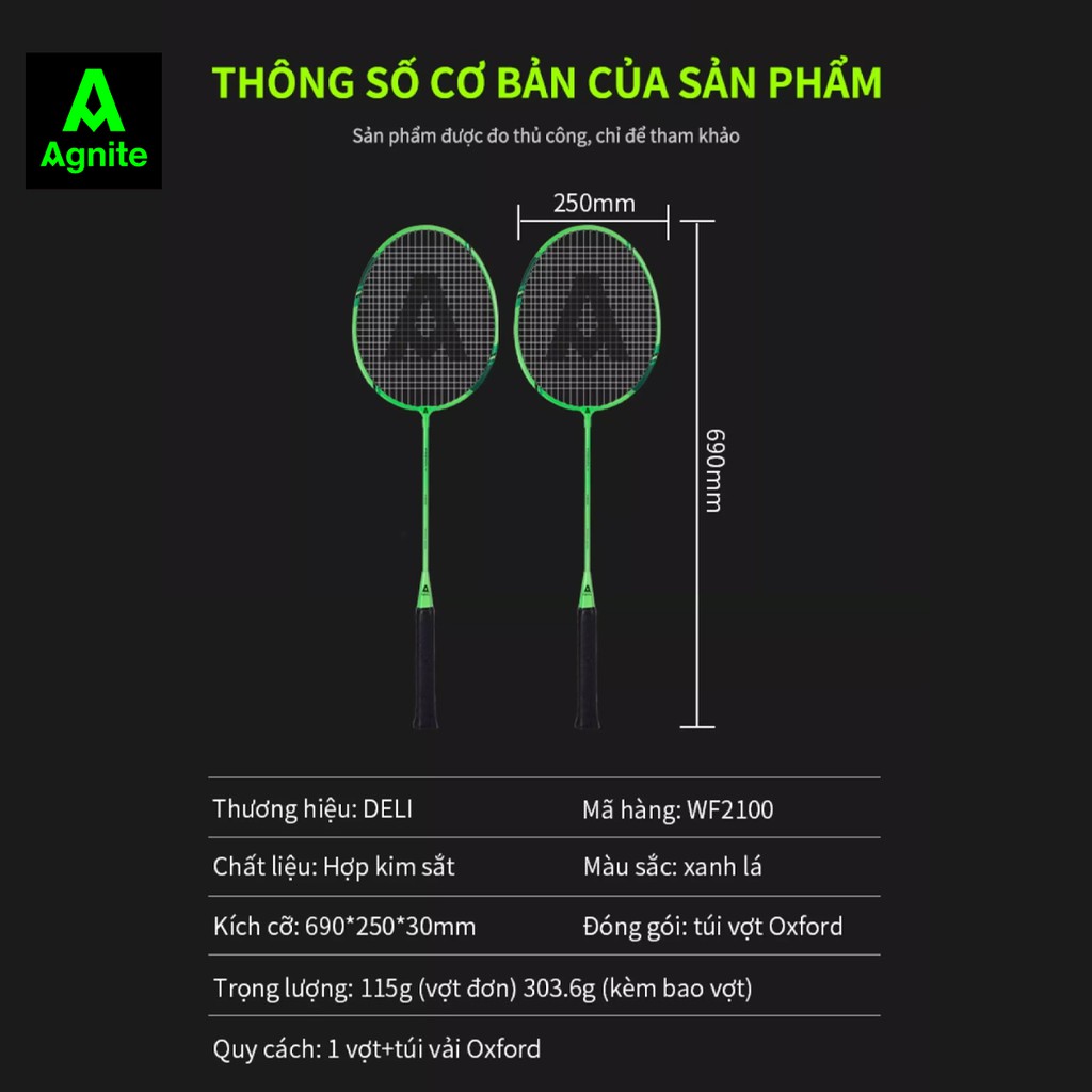 Bộ 2 vợt cầu lông chính hãng AGNITE, khung carbon cao cấp siêu nhẹ, chuyên nghiệp - giá rẻ, bền đẹp