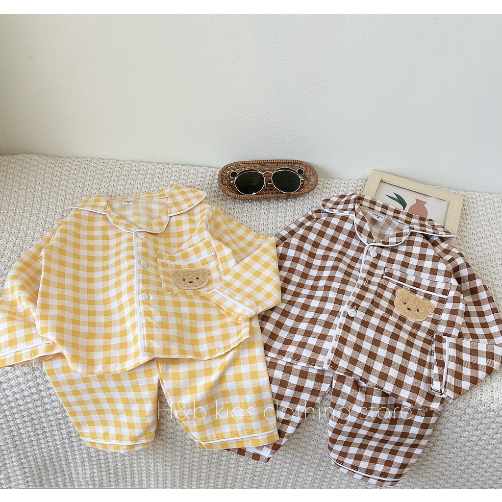 (8-18KG) Đồ Ngủ pijama Cho Bé Trai Bé Gái 1 Tuổi - 5 Tuổi, Pizama Cho Bé Vải Thô Đũi Thoáng Mát
