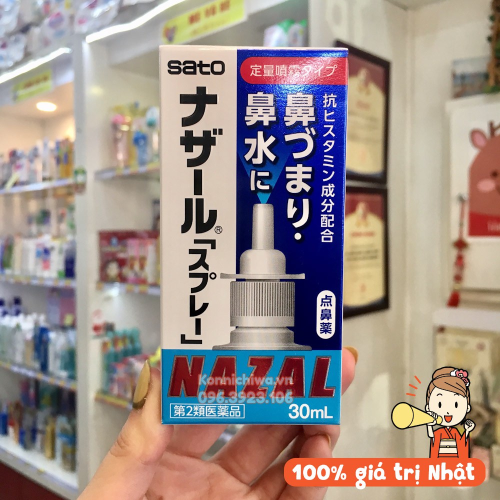 [Chính Hãng] Xịt mũi Sato NAZAL Nhật Bản 30ml | Xịt giảm nghẹt mũi, sổ mũi, viêm xoang cho trẻ từ 7 tuổi và người lớn