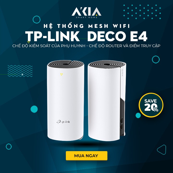 Hệ thống phát wifi mesh TP-Link Deco E4 (2-Pack) - Hàng Chính Hãng BH 2 Năm