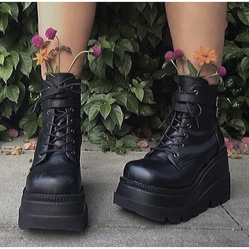Slay boots/Grunge boots cổ lửng đế cao 10cm