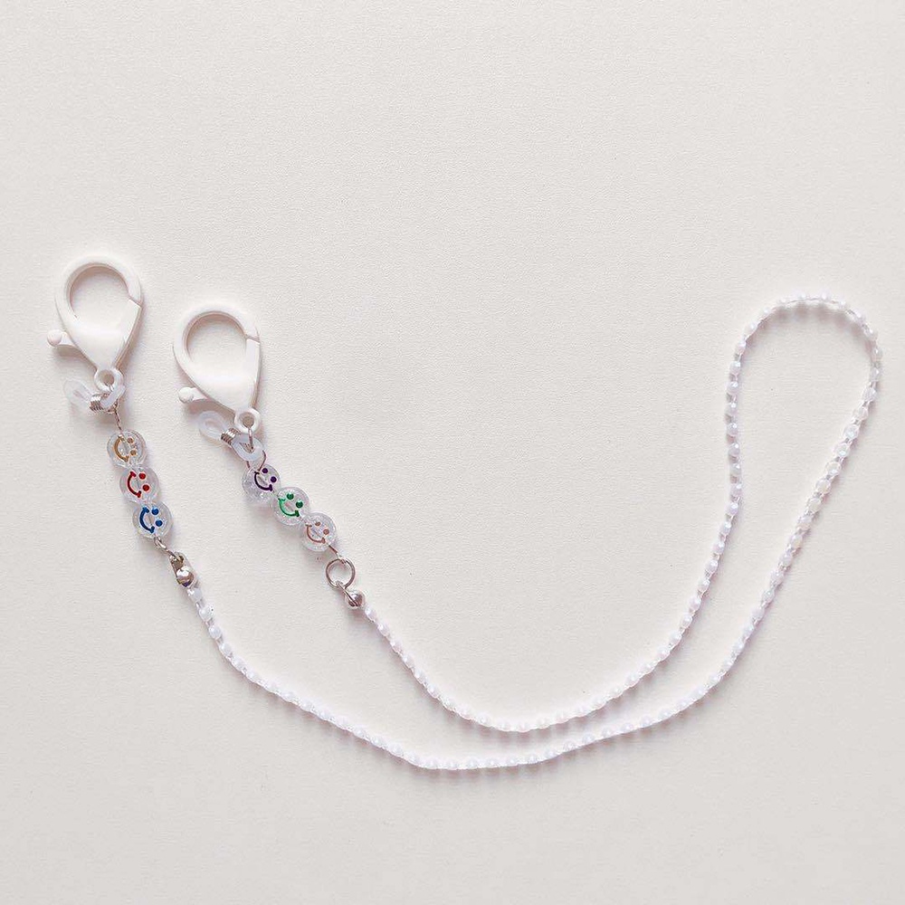 Dây đeo mắt kính bằng acrylic trong suốt hình mặt cười xinh xắn 50-55cm