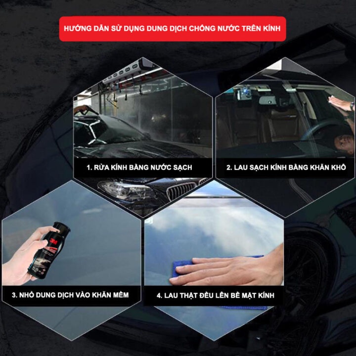 Chống bám nước trên kính xe, dung dịch chống bám nước kính ô tô, chống bám nước gương hậu 3M 08889LT