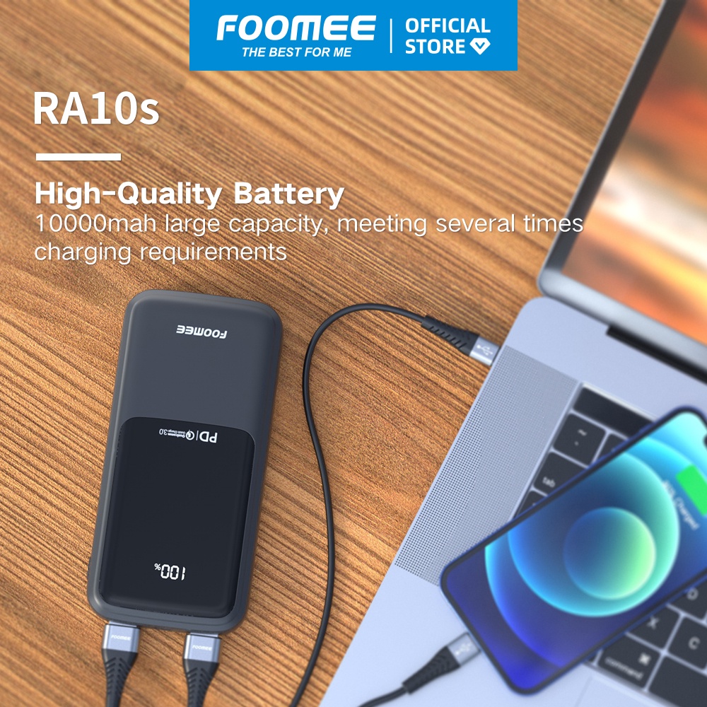 Pin sạc dự phòng 10000mAh FOOMEE RA10s - Sạc Nhanh 3A 18W - Hàng chính hãng